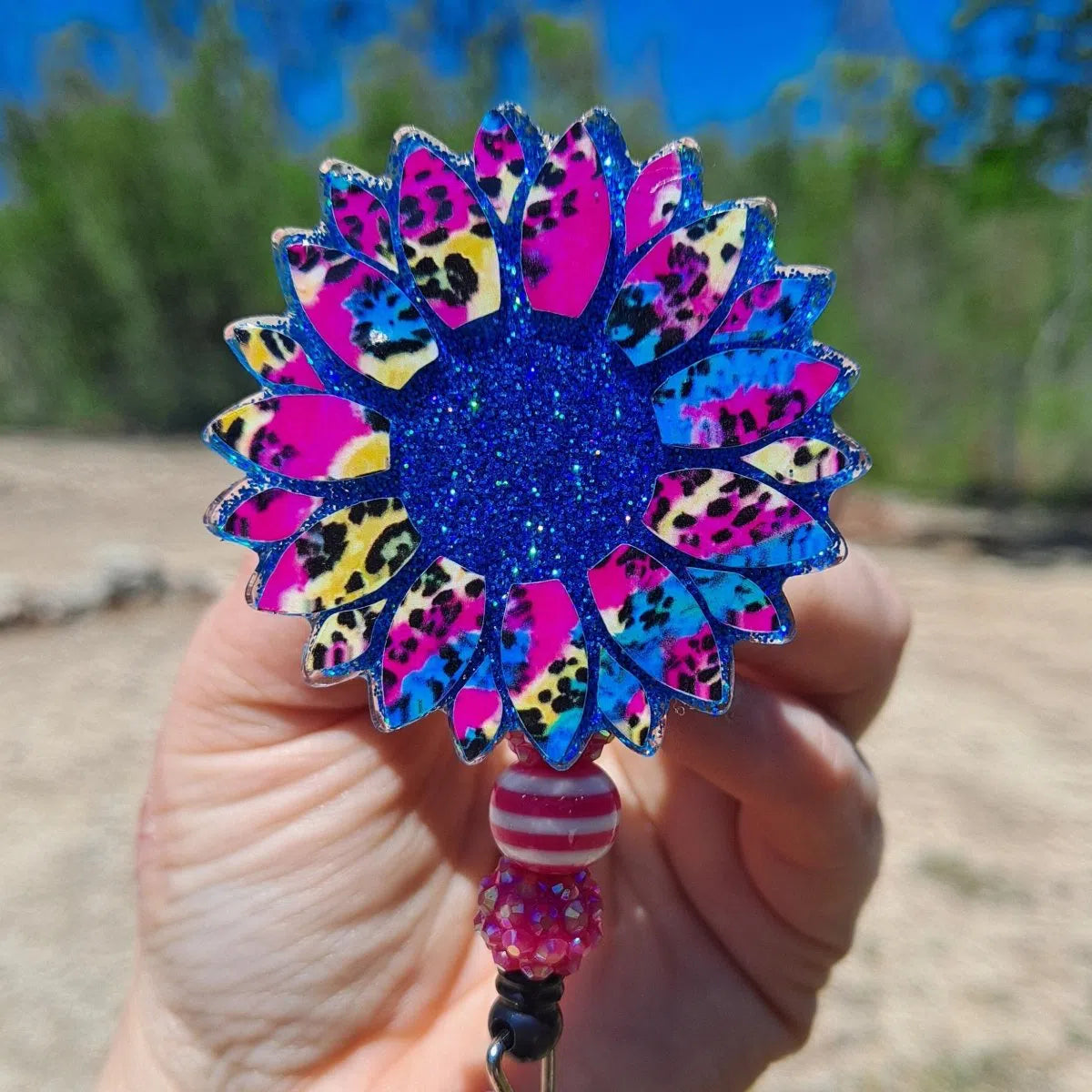 Sunflower Retractable Work Id Badge Reel Holder Clip.