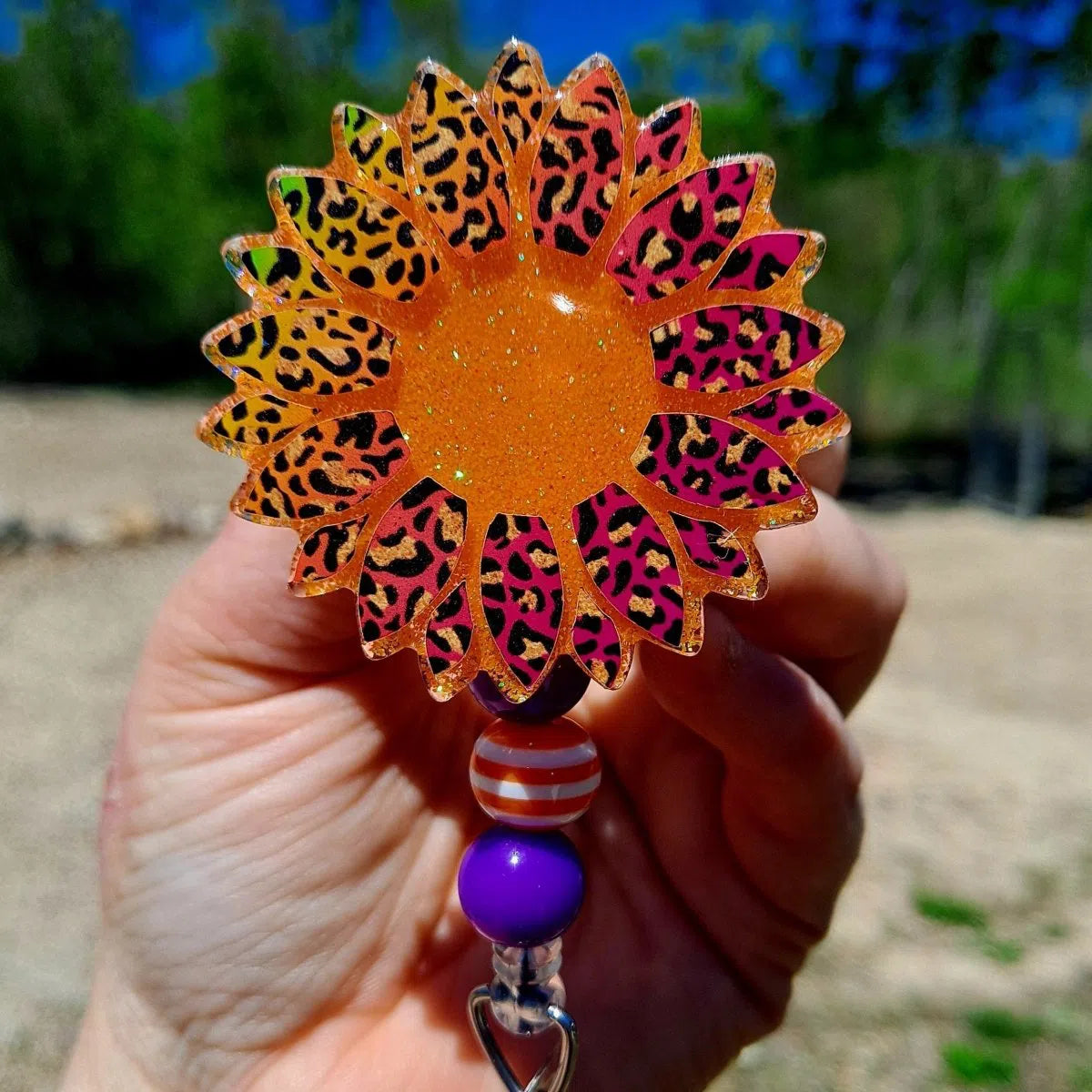 Sunflower Retractable Work Id Badge Reel Holder Clip.