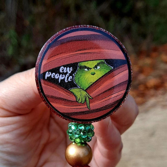 The Grinch Ew People Christmas Work Id Badge Reel - The Badge Boutique Co