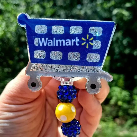 Walmart Shopping Cart Work Id Badge Reel