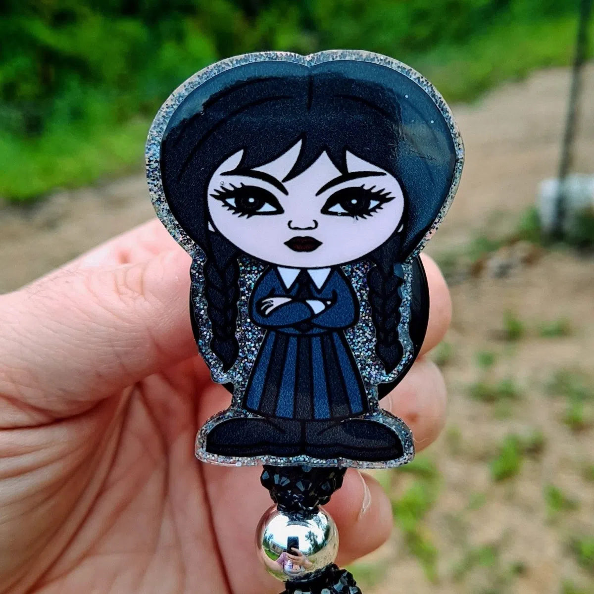 Wednesday Addams Work Id Badge Reel Holder Clip