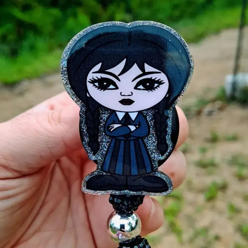 Wednesday Addams Work Id Badge Reel