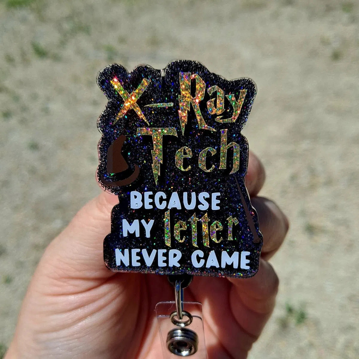 X-ray Tech because my letter never came work id badge reel holder clip.