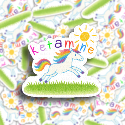 Ketamine Unicorn Vinyl Sticker