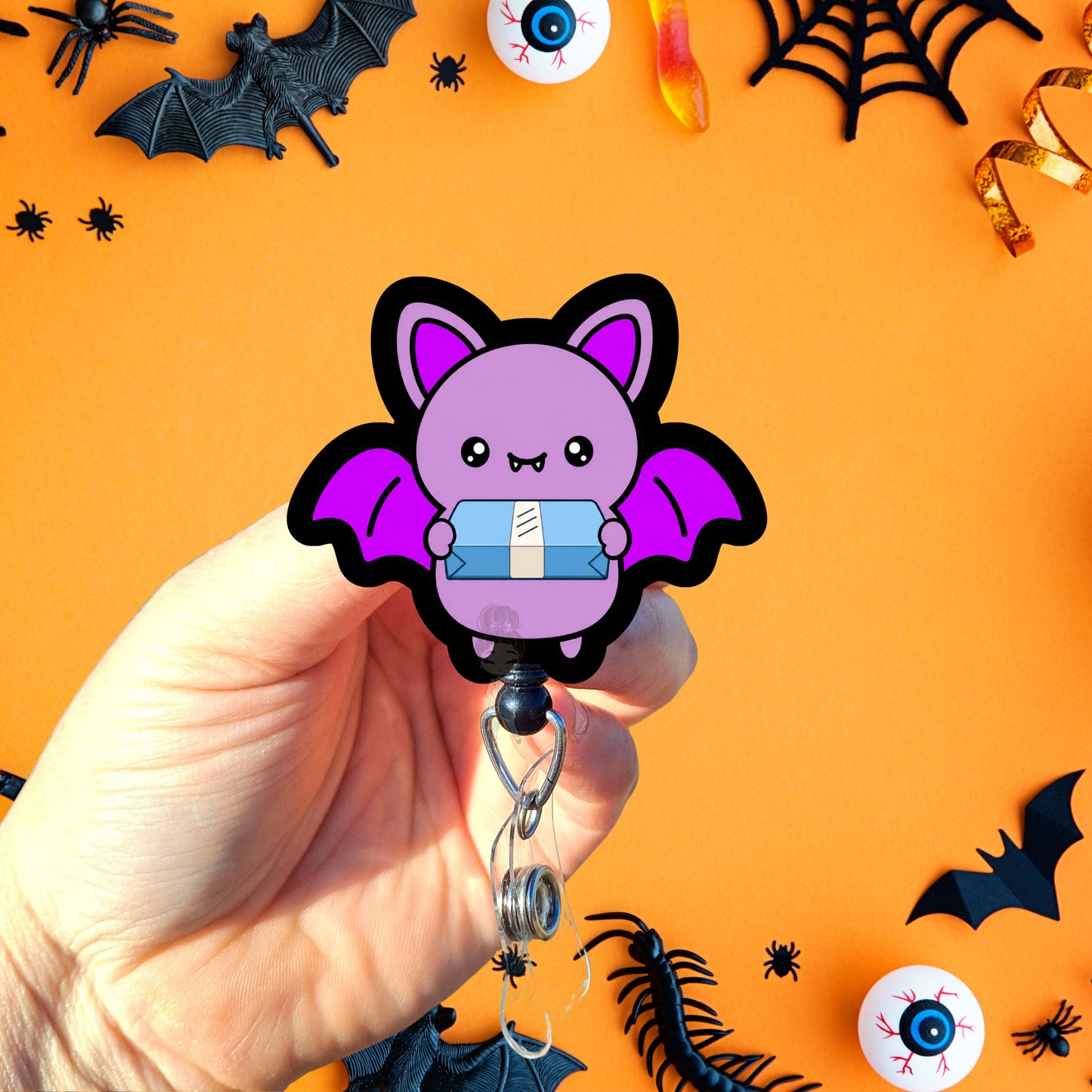 Sterile Processing Cute Kawaii Halloween Bat Badge Reel
